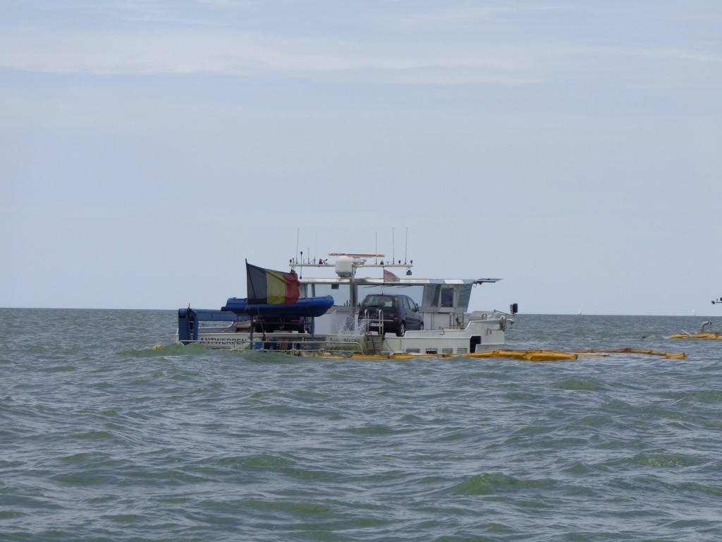 Het gezonken Belgisch binnenvaartschip. Dag paard.